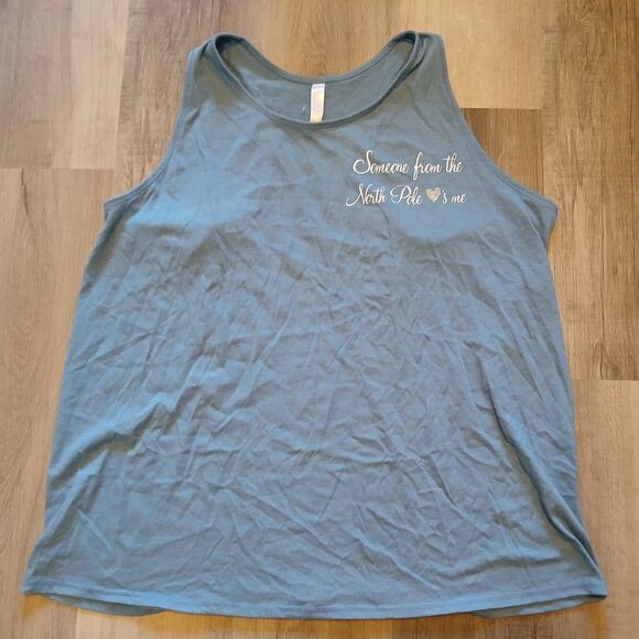 Sleep By Cacique 18/20W Blue PJ Tank Top Someone from the North Pole Loves Me - Picture 1 of 7